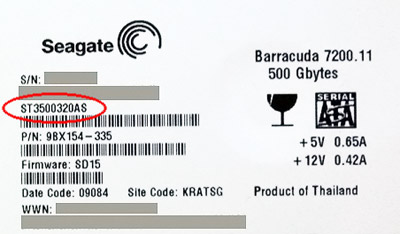 Recuperarea de date de pe hard disk-urile Seagate / Maxtor: etichetă HDD